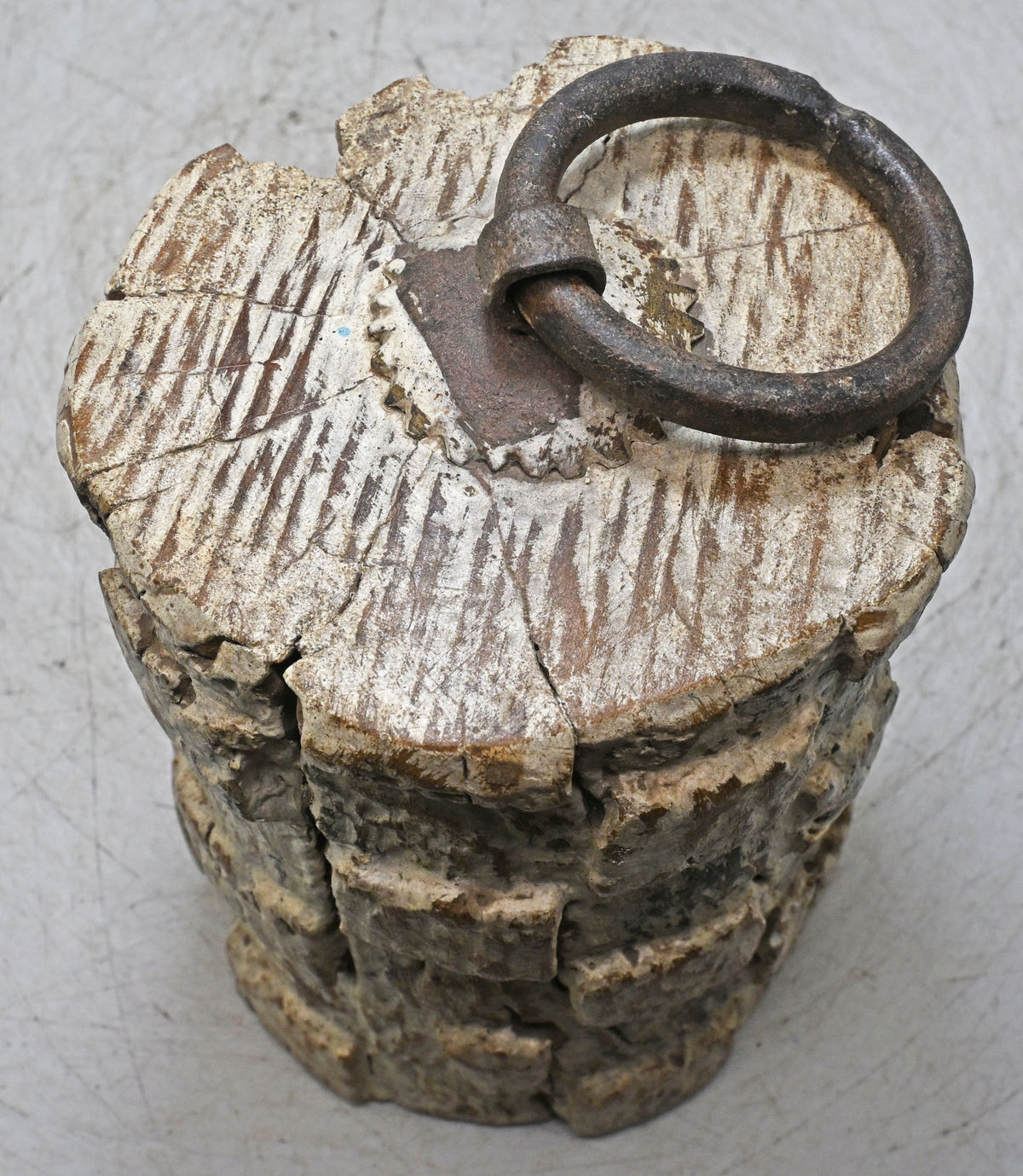 Antique Wooden Pillar Floor Carpet Door Weight Original Old Hand Carved