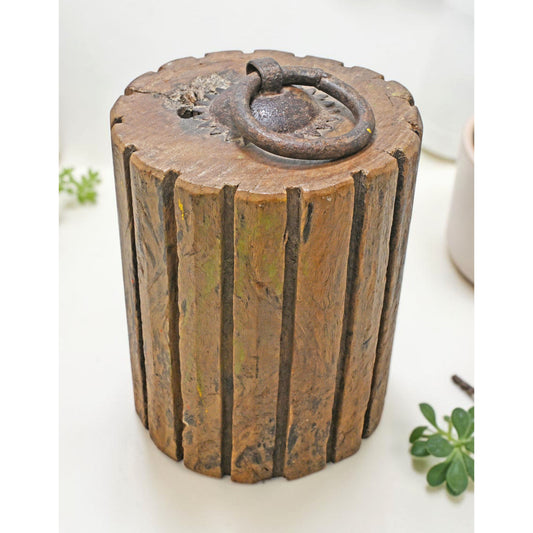 Antique Wooden Pillar Floor Carpet Door Weight Original Old Hand Carved