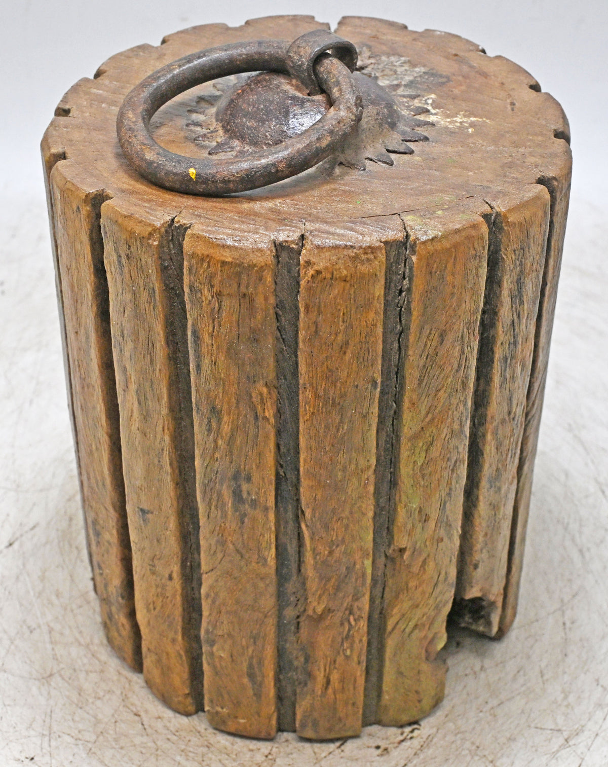 Antique Wooden Pillar Floor Carpet Door Weight Original Old Hand Carved