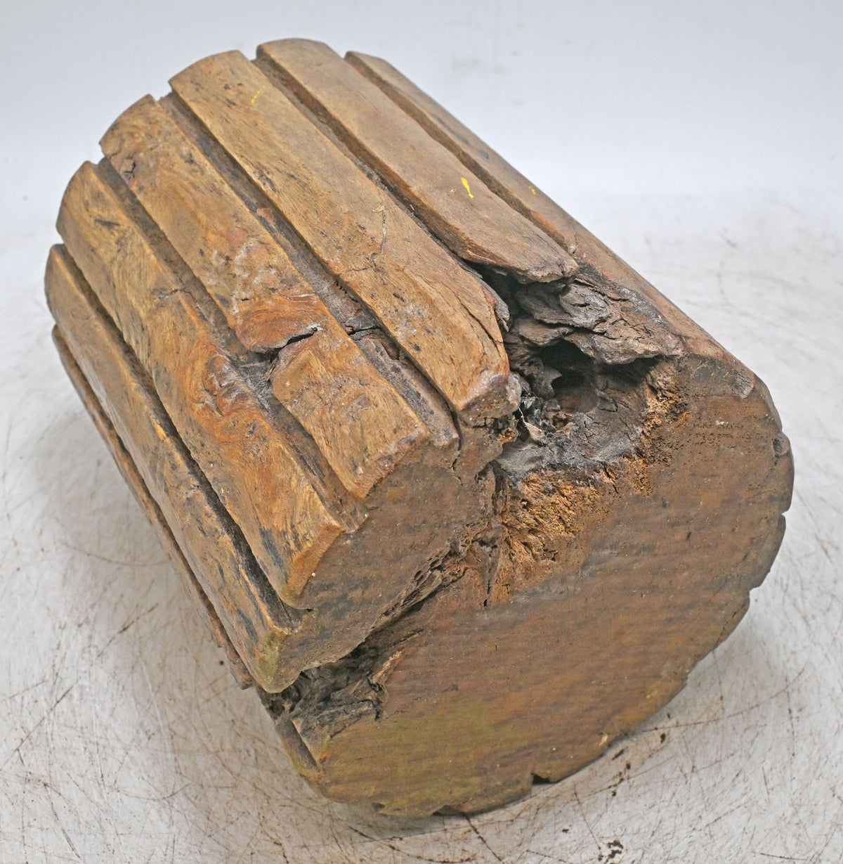 Antique Wooden Pillar Floor Carpet Door Weight Original Old Hand Carved