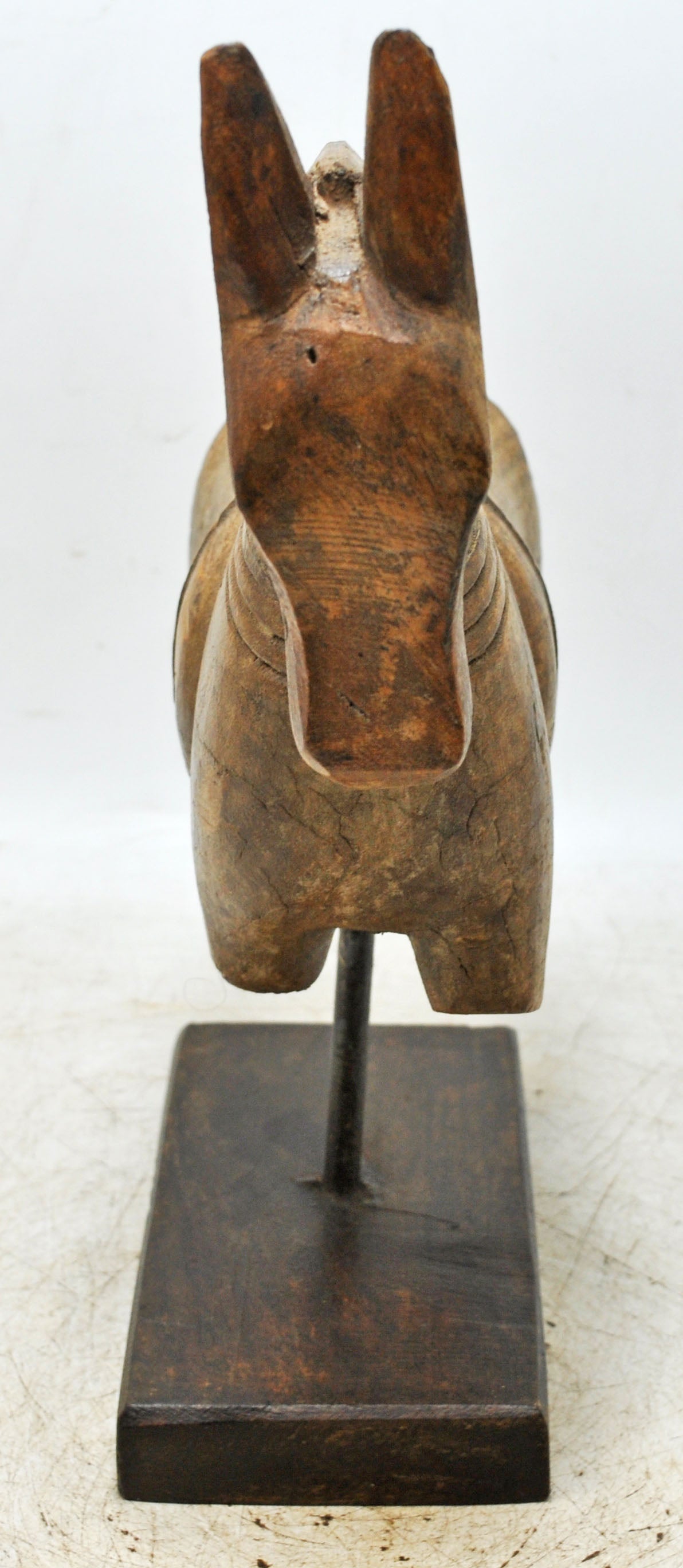 Vintage Wooden Horse Figurine on Stand Original Old Hand Carved