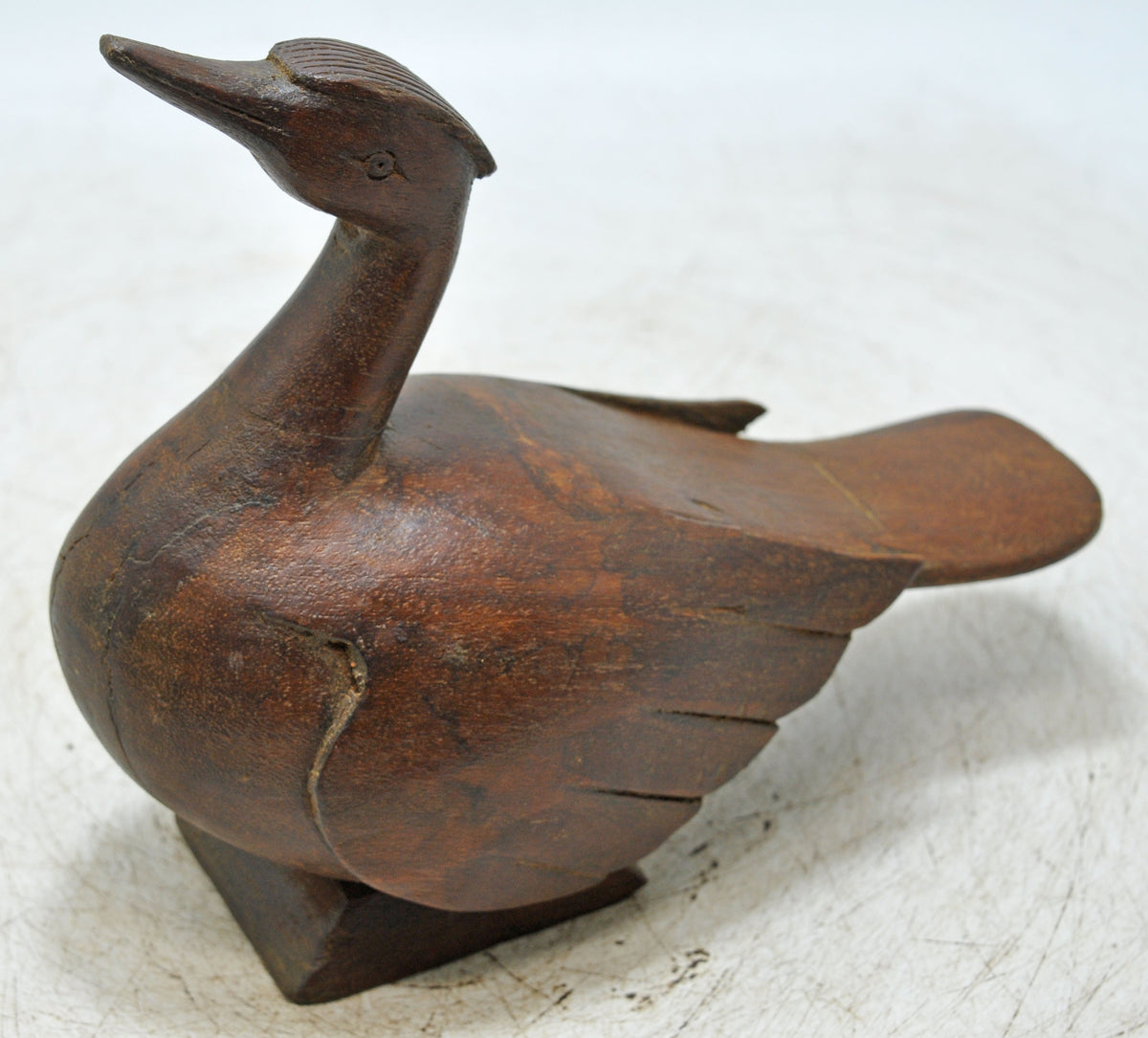 Vintage Wooden Duck Bird Figurine Original Old Hand Carved