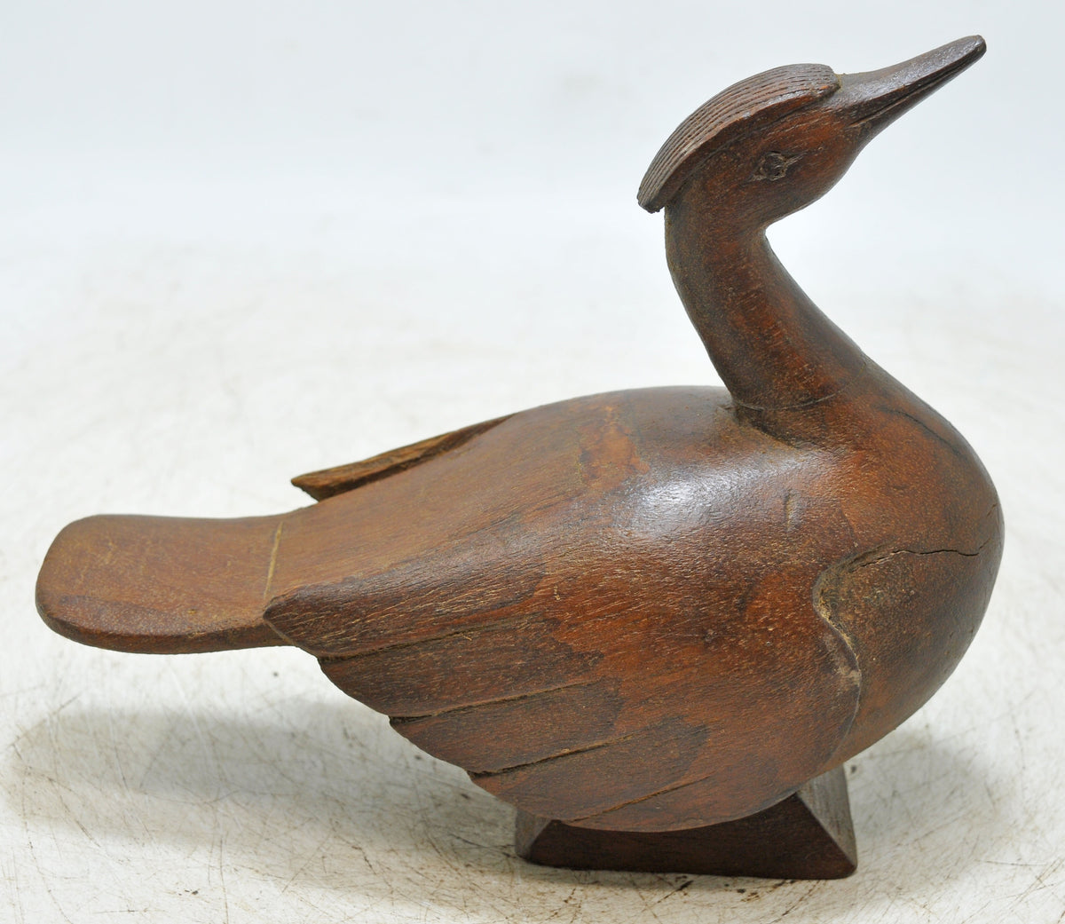 Vintage Wooden Duck Bird Figurine Original Old Hand Carved