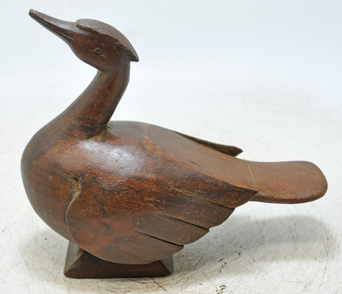 Vintage Wooden Duck Bird Figurine Original Old Hand Carved