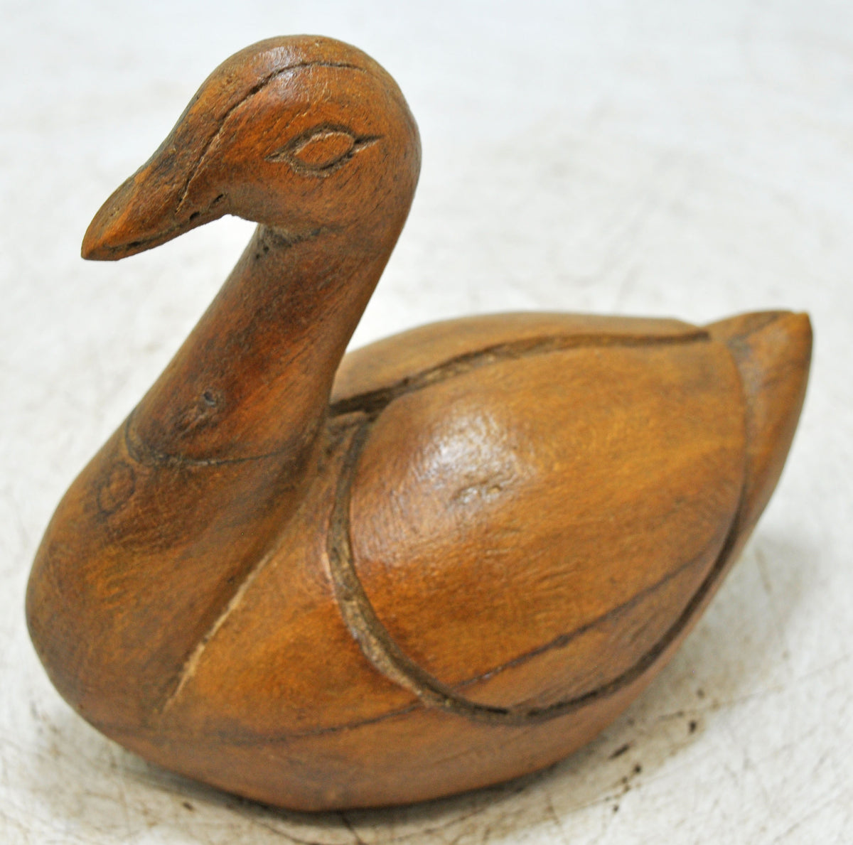 Vintage Wooden Duck Bird Figurine Original Old Hand Carved