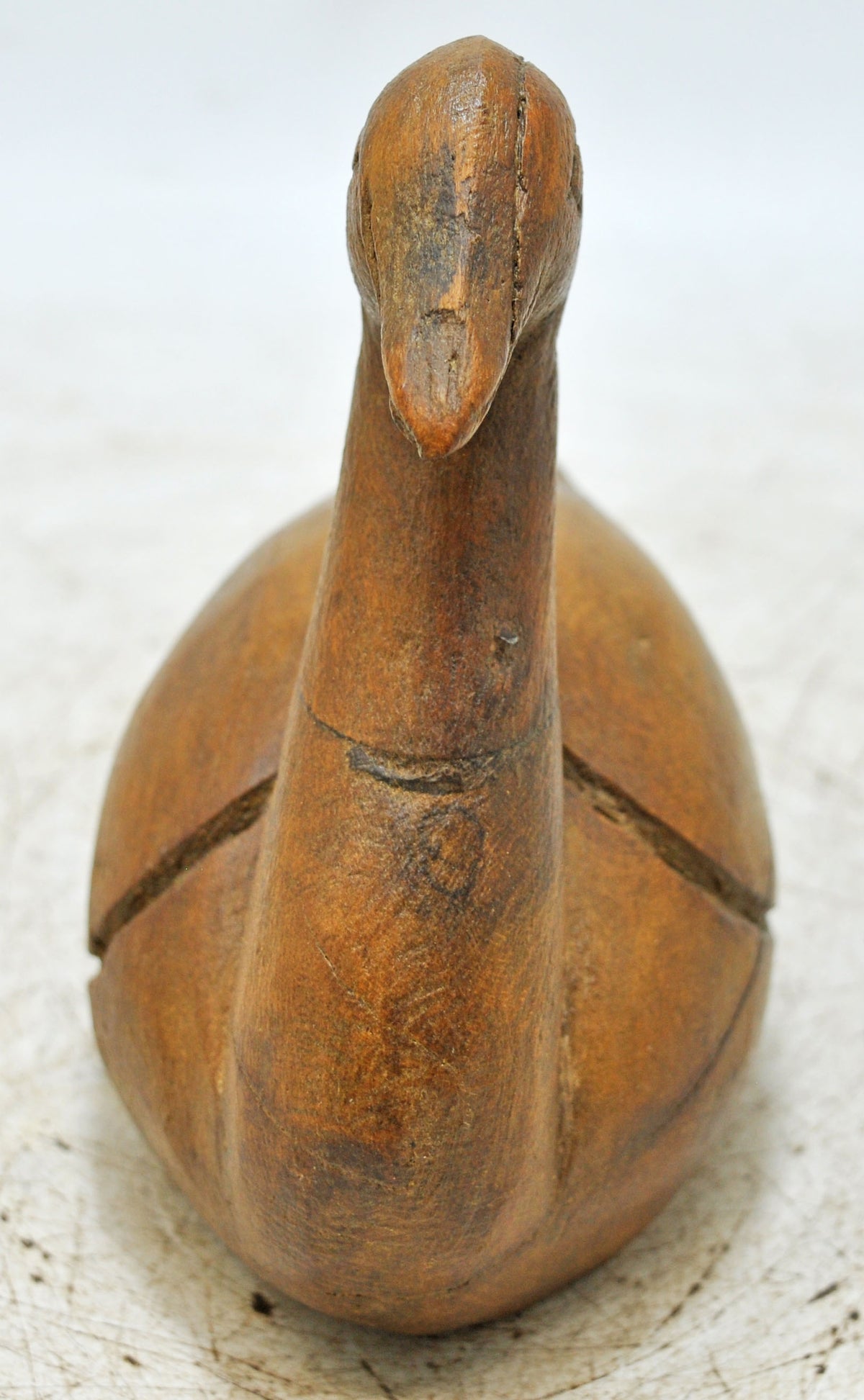 Vintage Wooden Duck Bird Figurine Original Old Hand Carved