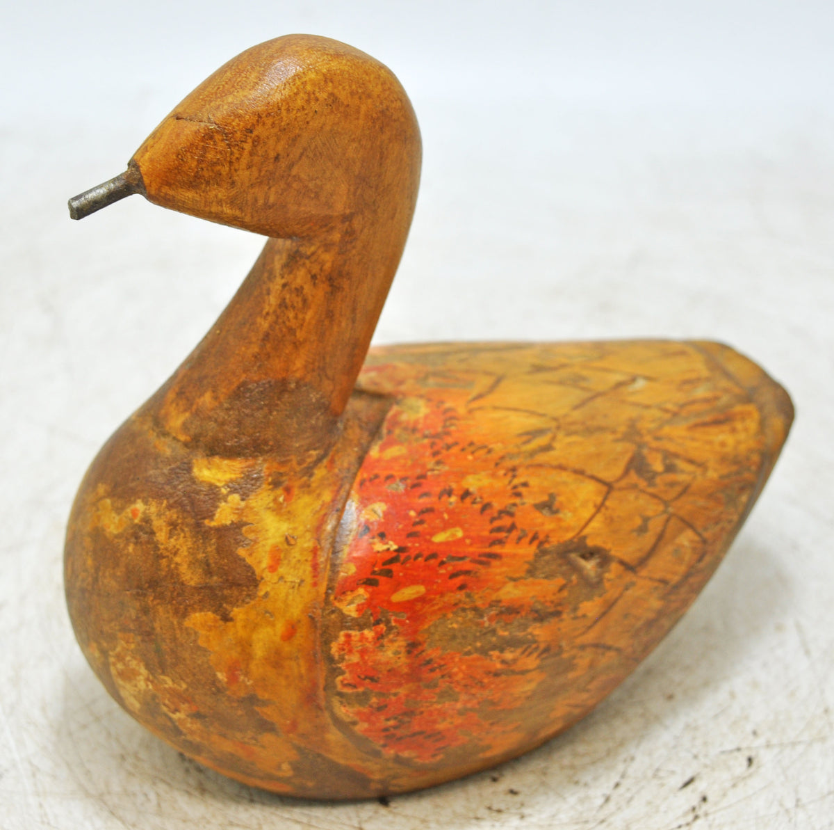 Vintage Wooden Duck Bird Figurine Original Old Hand Carved