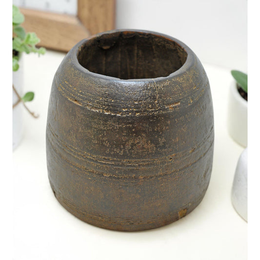 Antique Wooden Grain Measurement Paili Pot Original Old Hand Carved