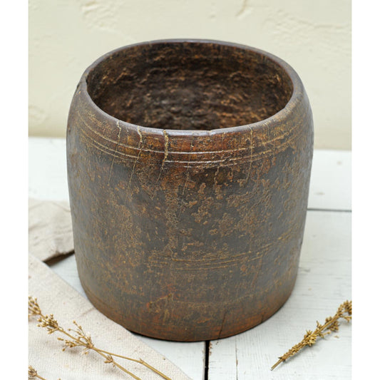 Antique Wooden Grain Measurement Paili Pot Original Old Hand Carved