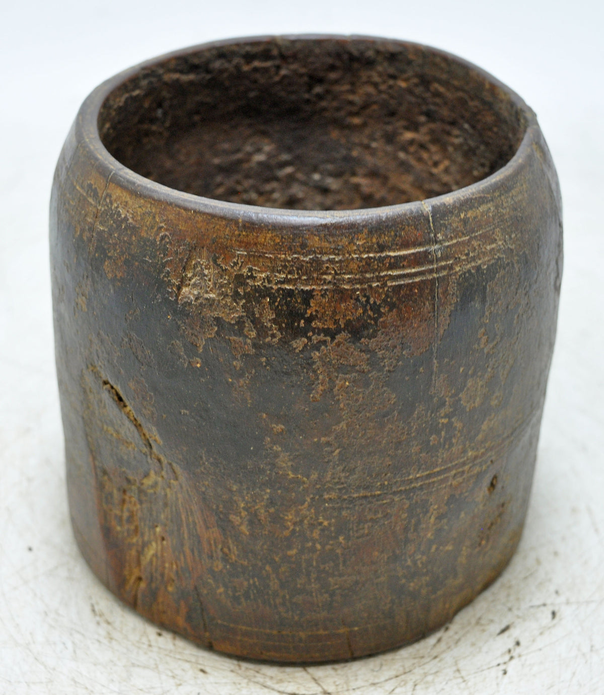 Antique Wooden Grain Measurement Paili Pot Original Old Hand Carved