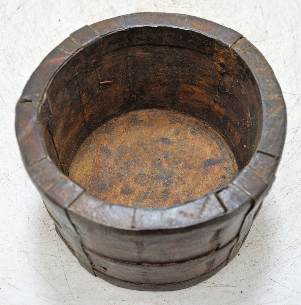 Vintage Wooden Grain Measurement Paili Pot Original Old Hand Carved