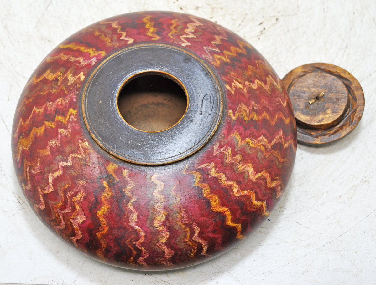 Vintage Wooden Round Tobacco Opium Box Original Old Hand Crafted Painted