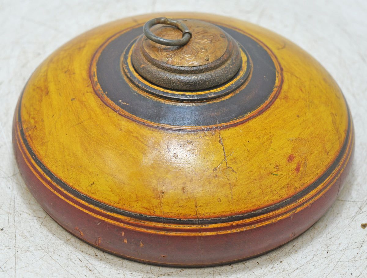 Vintage Wooden Round Tobacco Opium Box Original Old Hand Crafted Painted
