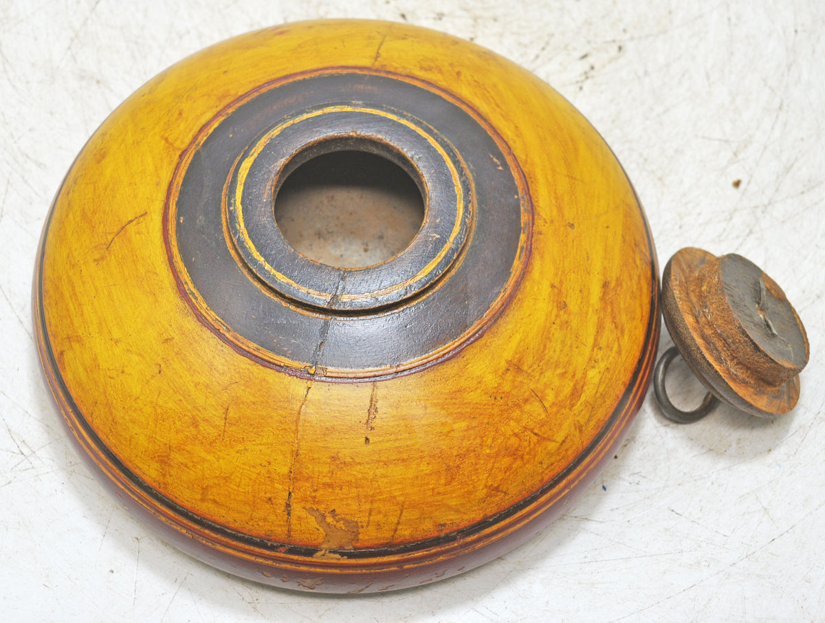 Vintage Wooden Round Tobacco Opium Box Original Old Hand Crafted Painted