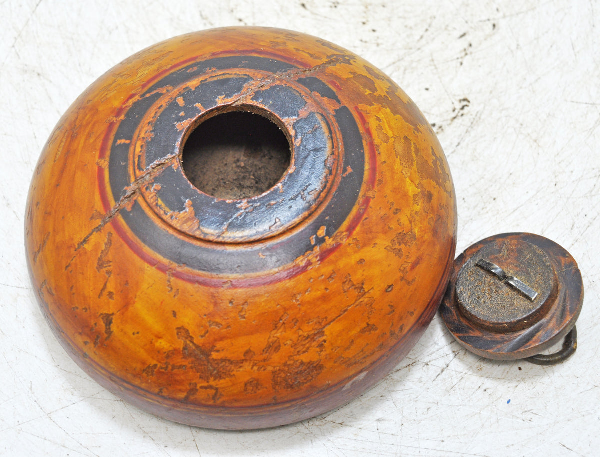 Vintage Wooden Round Tobacco Opium Box Original Old Hand Crafted Painted