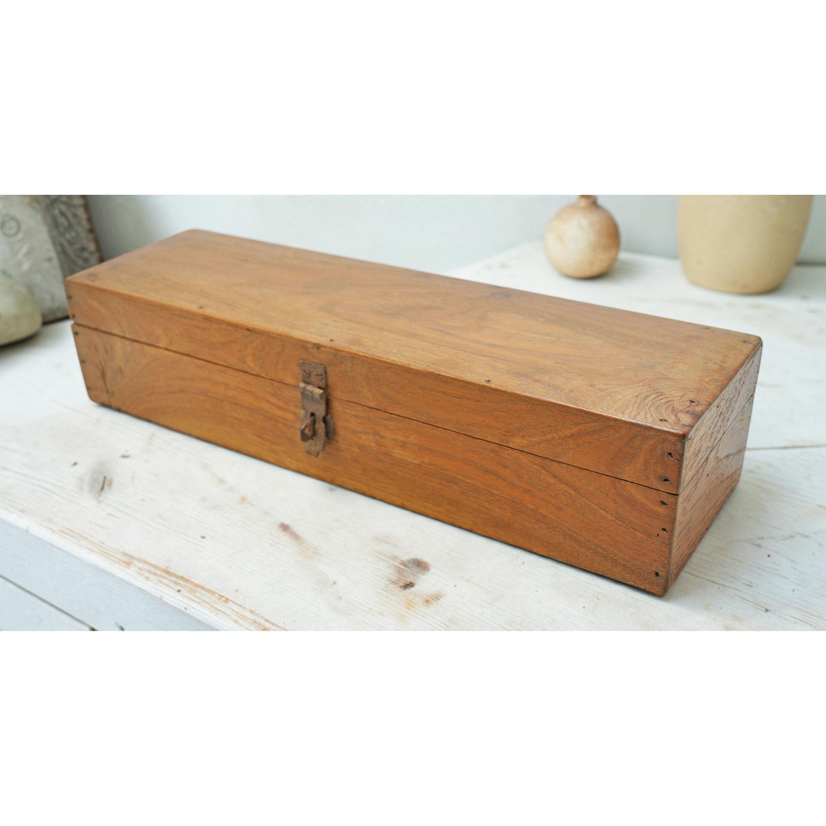 Vintage Wooden Pencil Stationary Box Original Old Hand Crafted