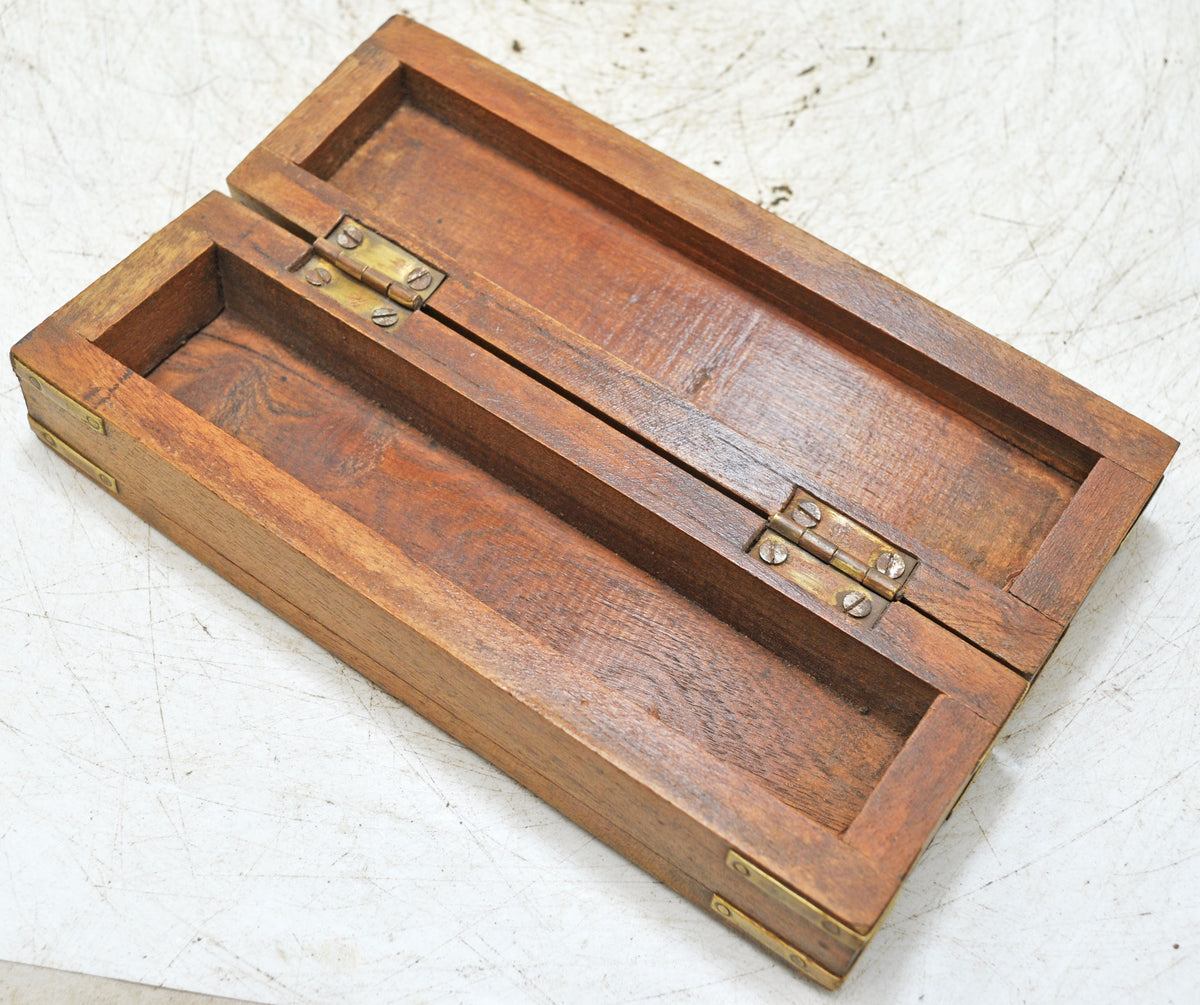 Vintage Wooden Pencil Stationary Box Original Old Hand Crafted