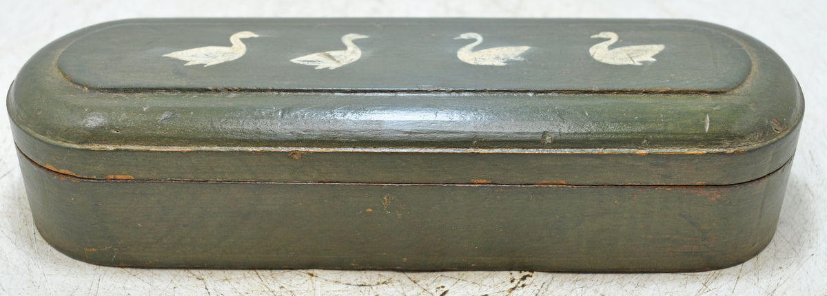 Vintage Wooden Long Pencil Stationary Box Original Old Hand Crafted Painted