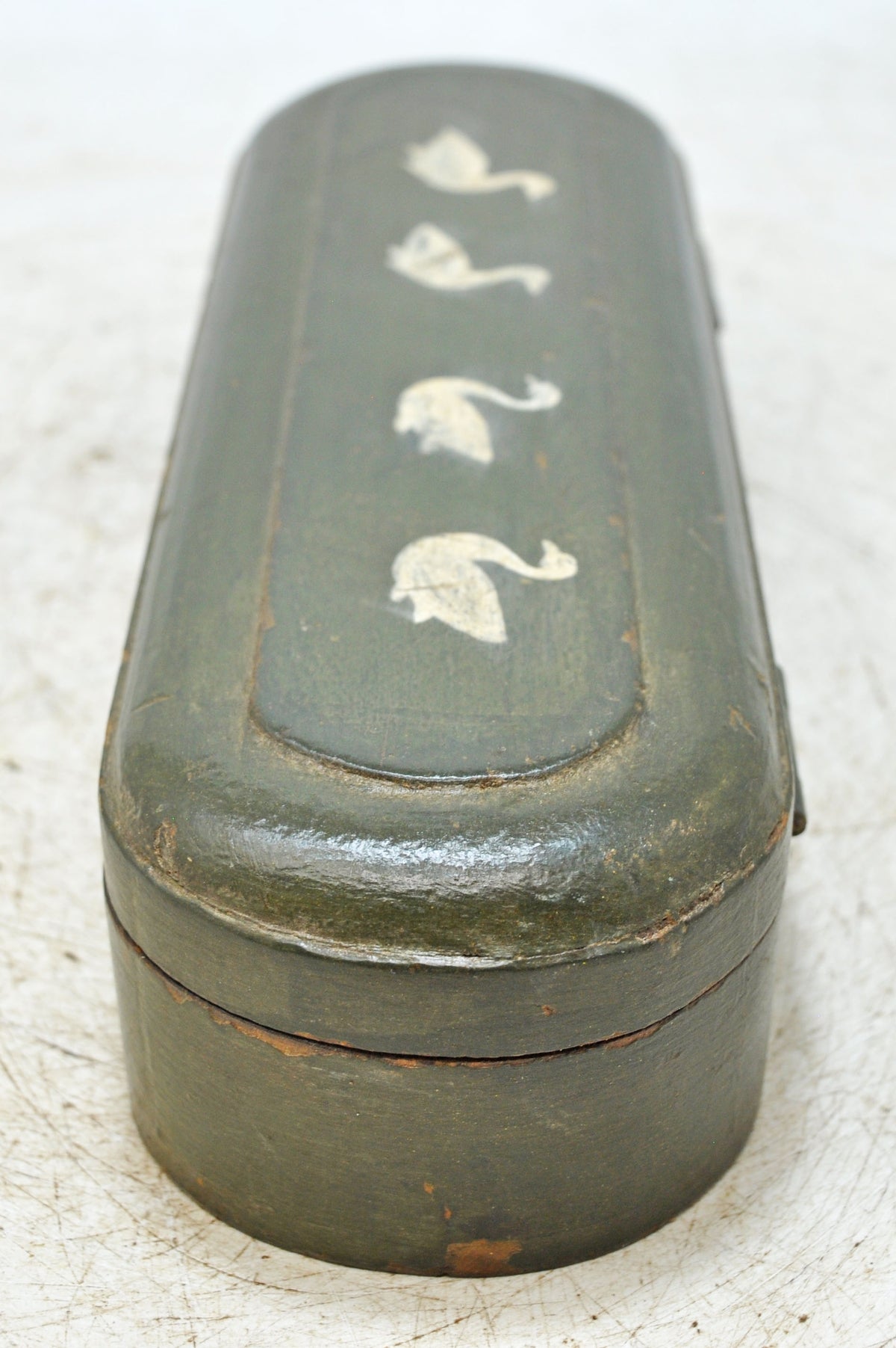 Vintage Wooden Long Pencil Stationary Box Original Old Hand Crafted Painted