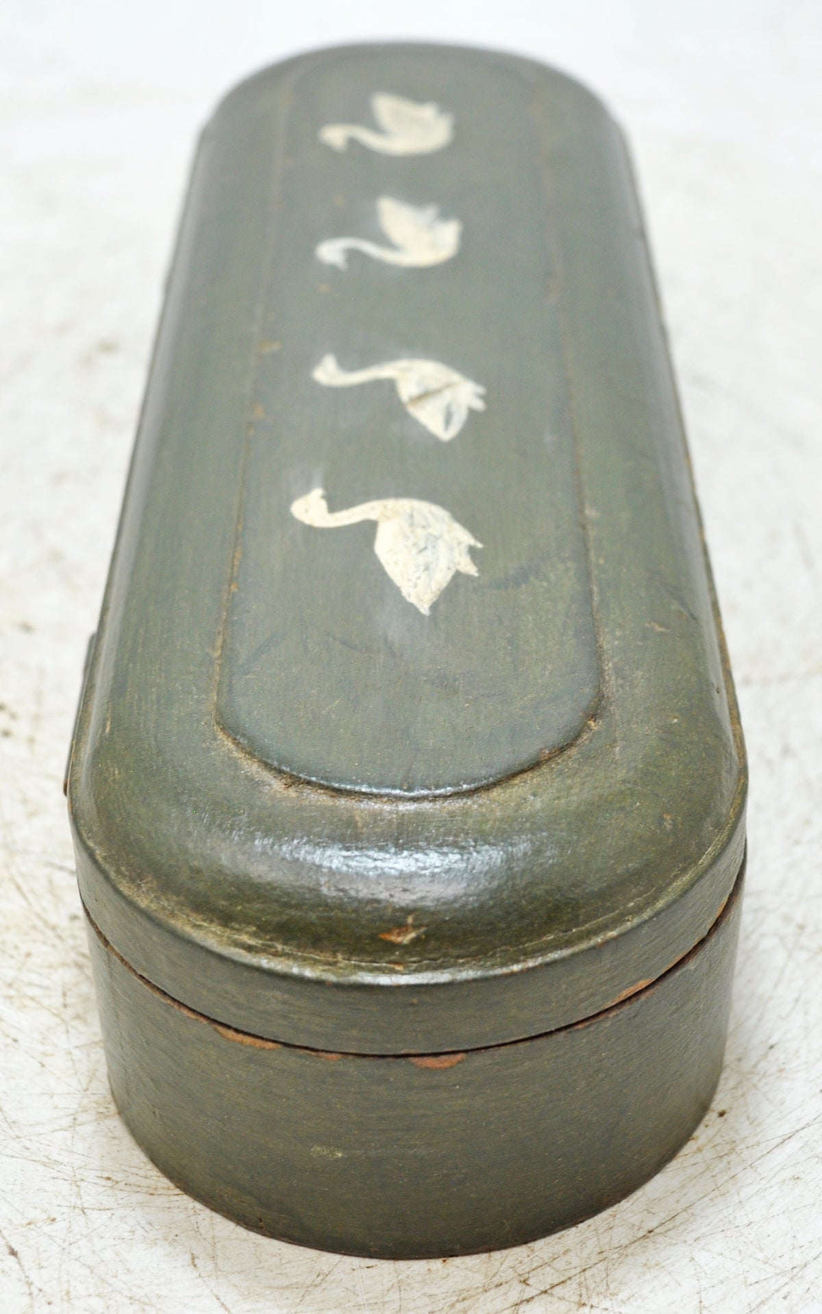Vintage Wooden Long Pencil Stationary Box Original Old Hand Crafted Painted