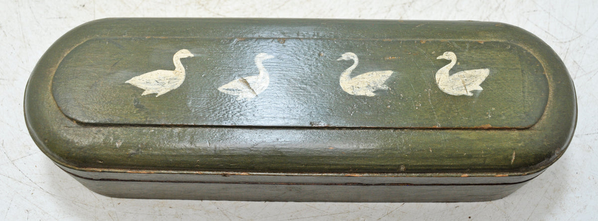 Vintage Wooden Long Pencil Stationary Box Original Old Hand Crafted Painted
