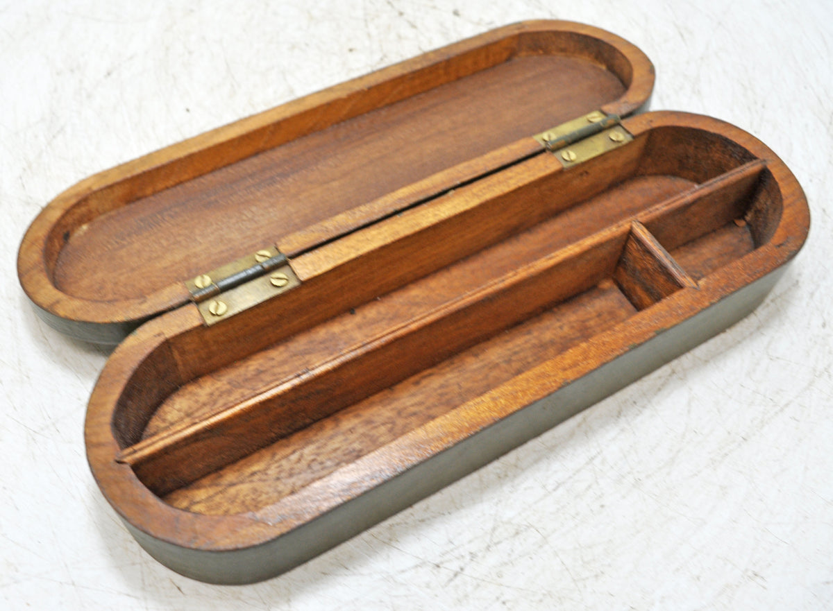 Vintage Wooden Long Pencil Stationary Box Original Old Hand Crafted Painted
