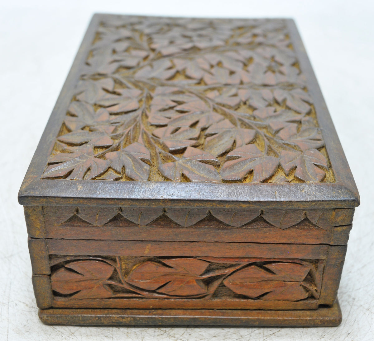 Antique Wooden Storage Box Original Old Very Fine Hand Carved