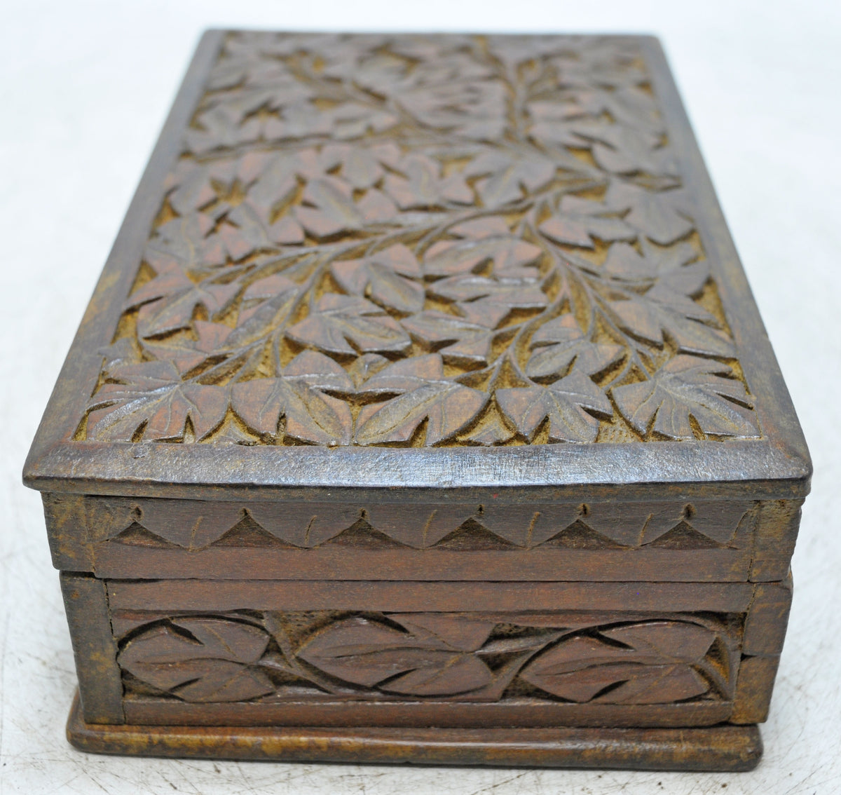 Antique Wooden Storage Box Original Old Very Fine Hand Carved
