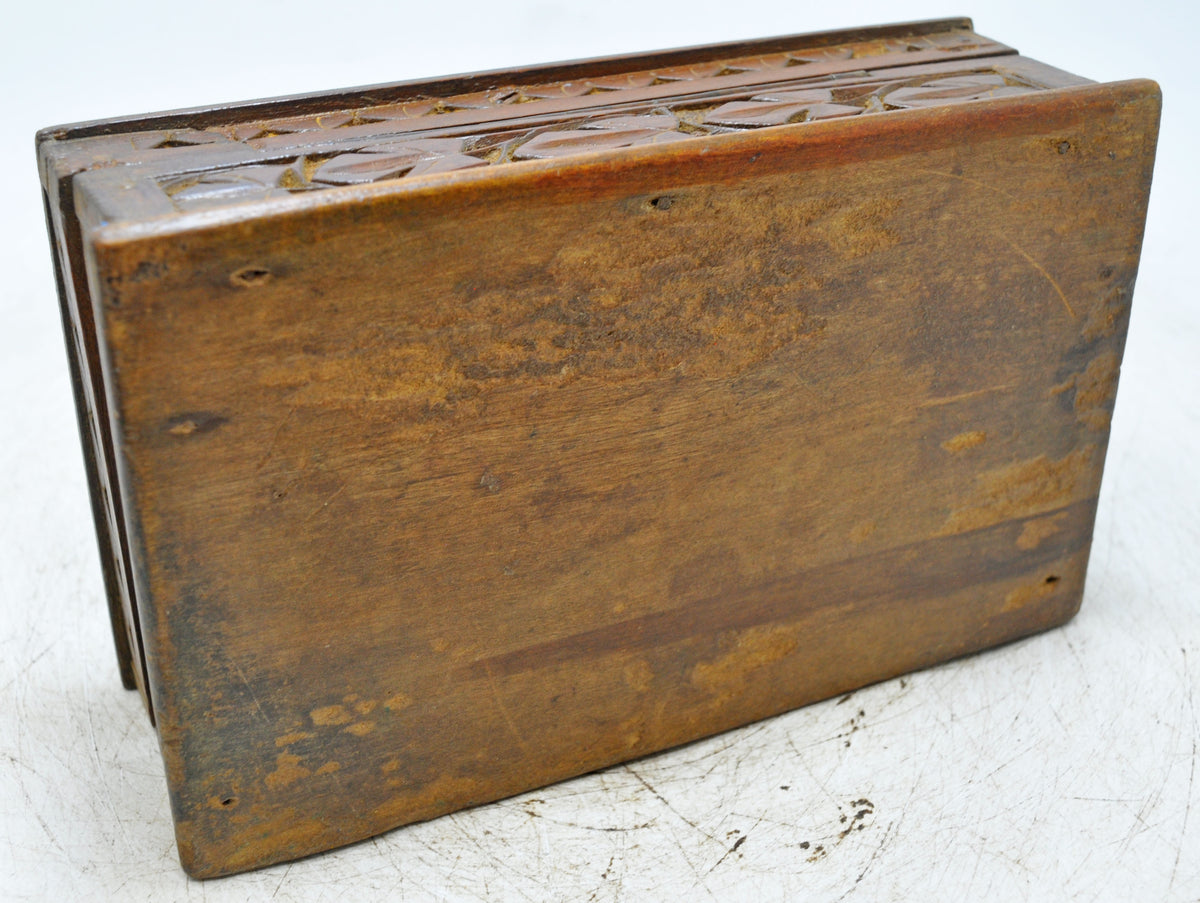 Antique Wooden Storage Box Original Old Very Fine Hand Carved