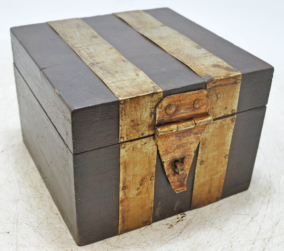 Vintage Wooden Square Storage Chest Box Original Old Hand Crafted