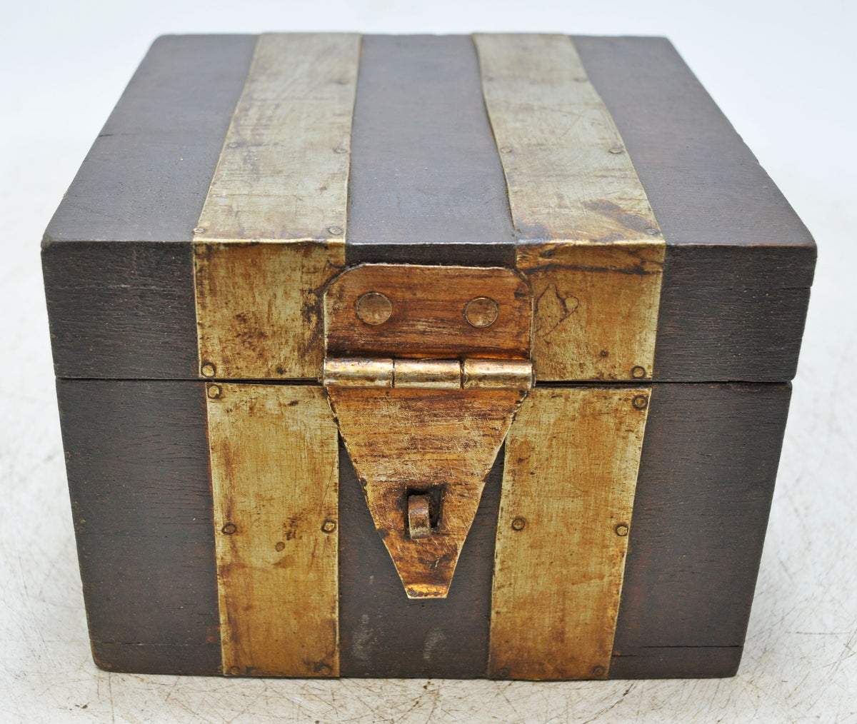 Vintage Wooden Square Storage Chest Box Original Old Hand Crafted
