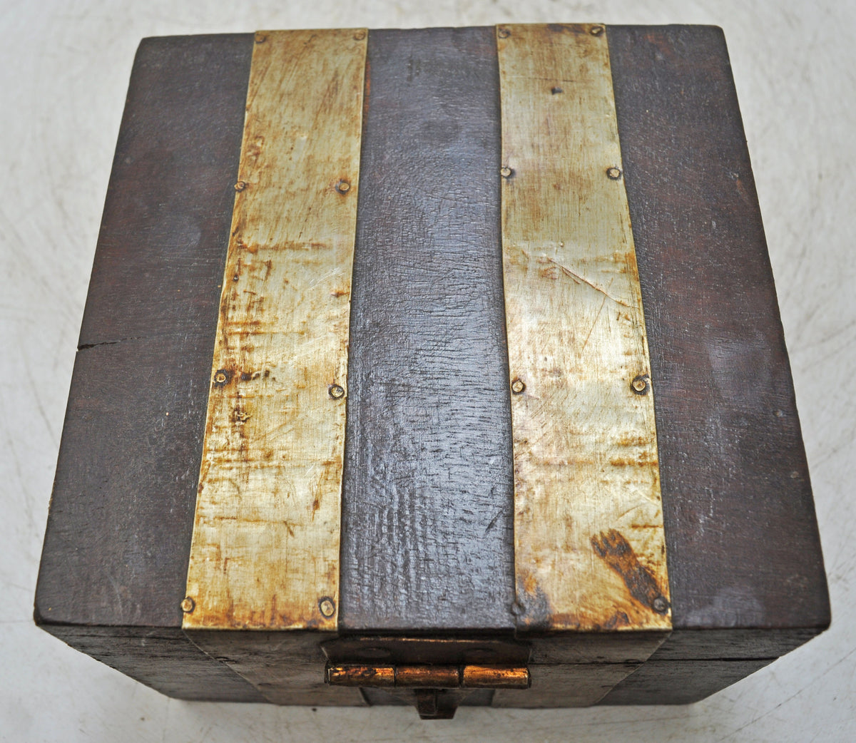 Vintage Wooden Square Storage Chest Box Original Old Hand Crafted