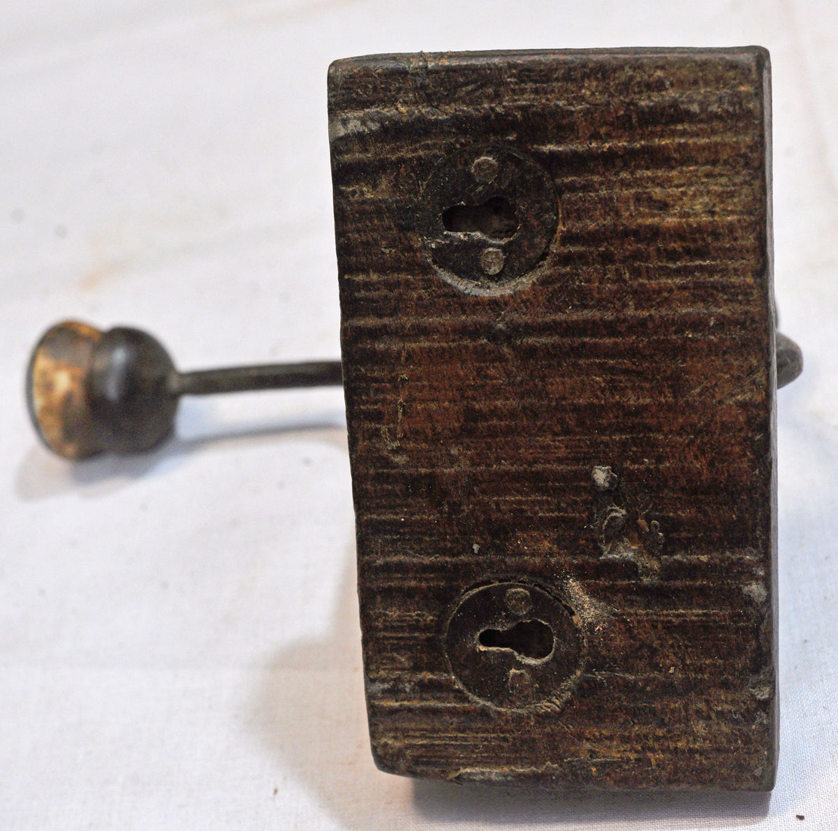 Antique Wooden 1 Hook Hanger Original Old Hand Crafted Painted