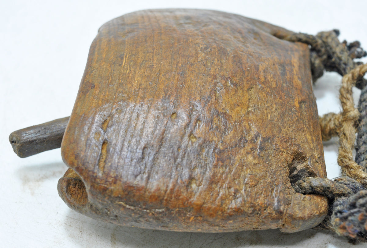 Antique Wooden Animals Cow Bell Original Old Hand Carved