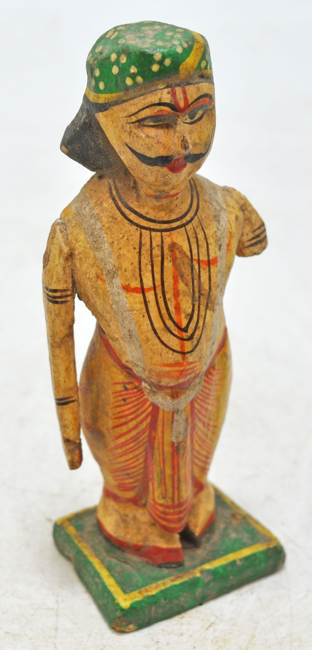 Vintage Wooden Small Man Figurine Original Old Hand Carved Painted