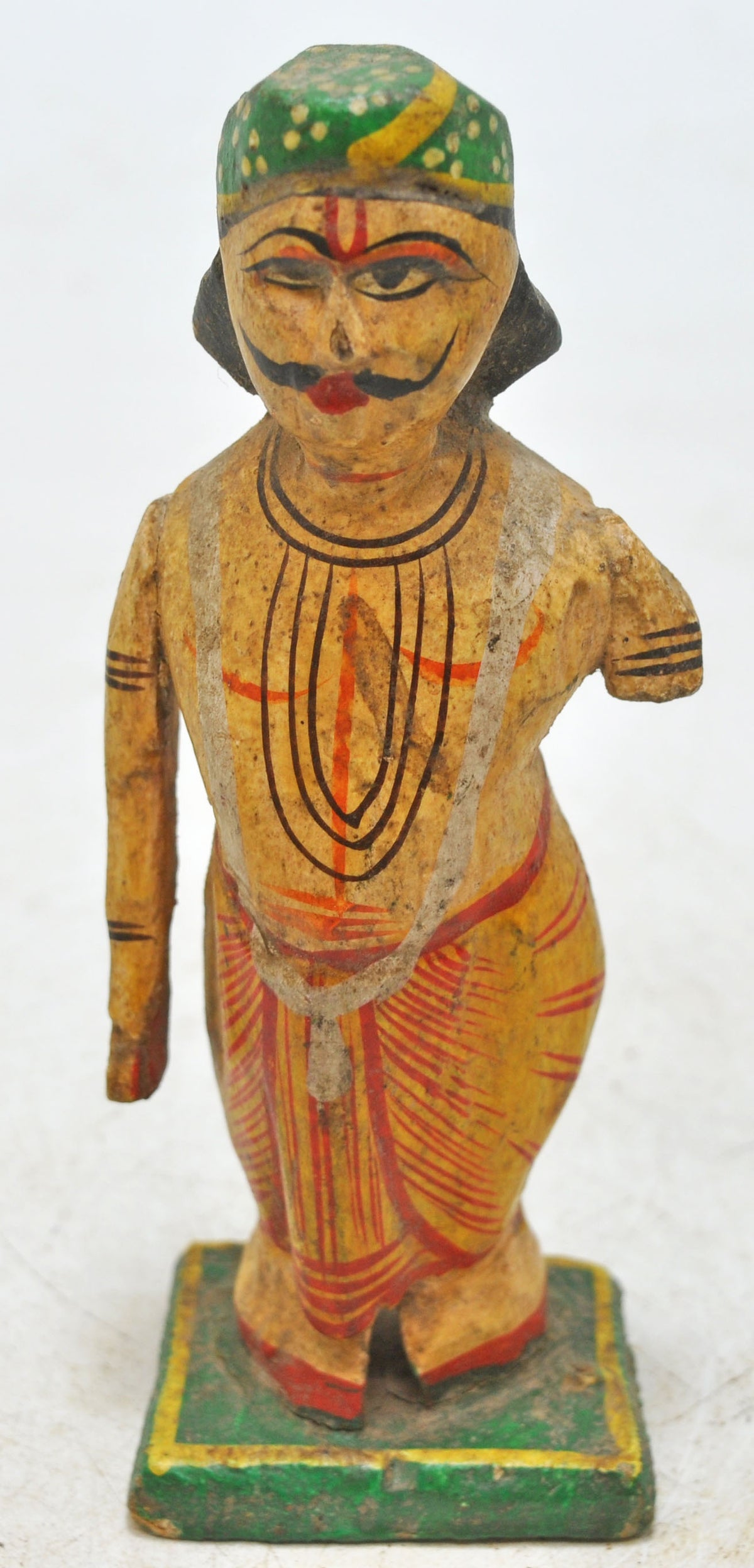 Vintage Wooden Small Man Figurine Original Old Hand Carved Painted