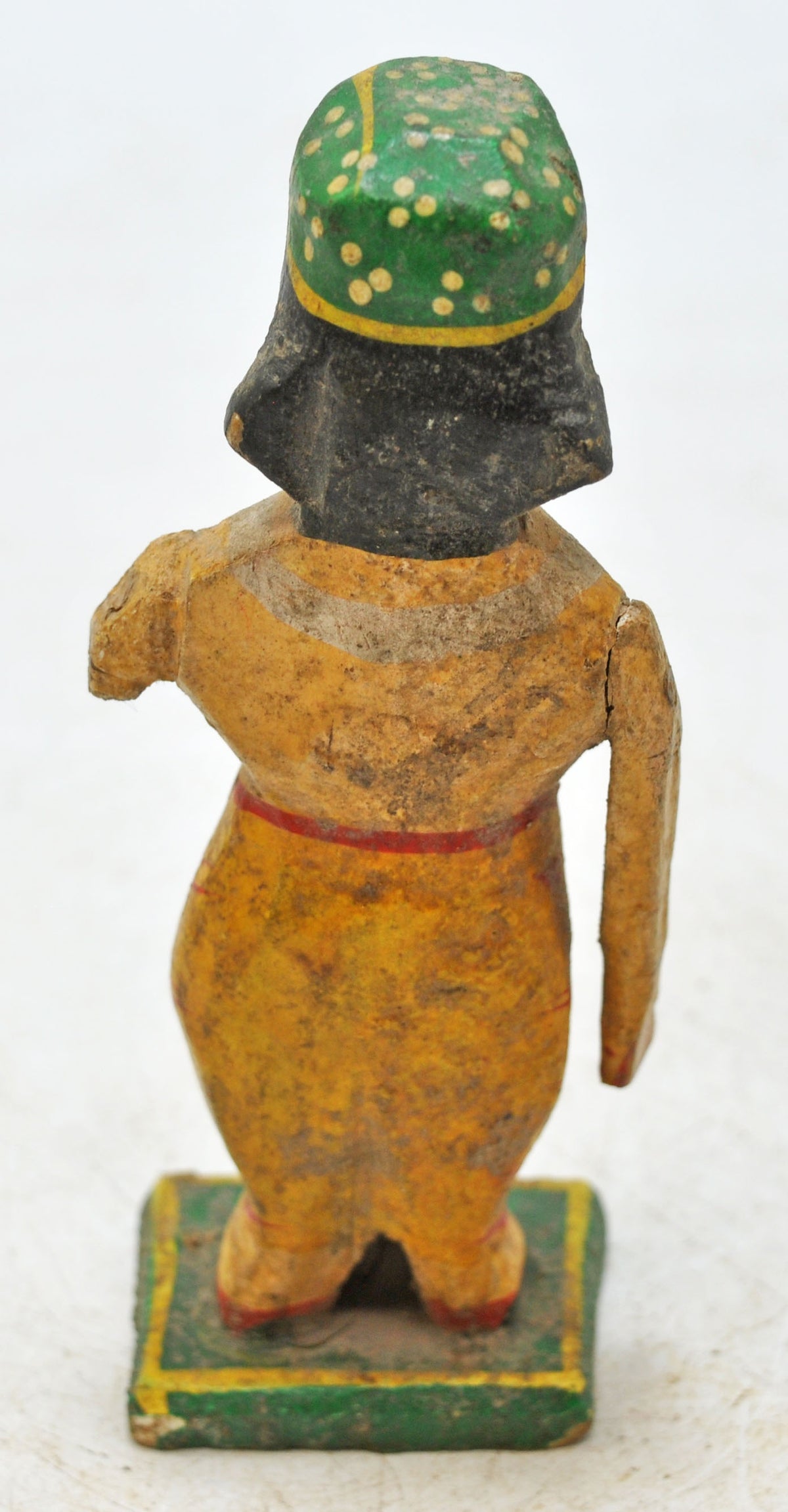 Vintage Wooden Small Man Figurine Original Old Hand Carved Painted