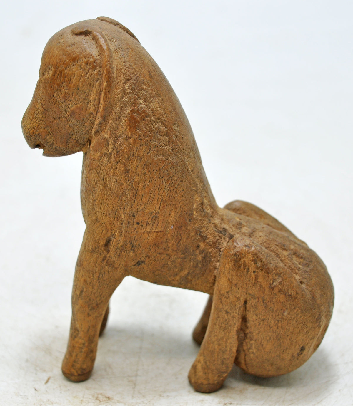 Vintage Wooden Cat Figurine Original Old Hand Carved