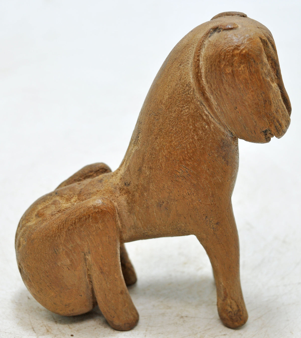 Vintage Wooden Cat Figurine Original Old Hand Carved