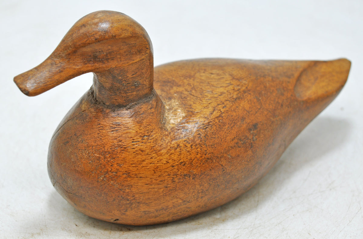 Vintage Wooden Duck Bird Figurine Original Old Hand Carved
