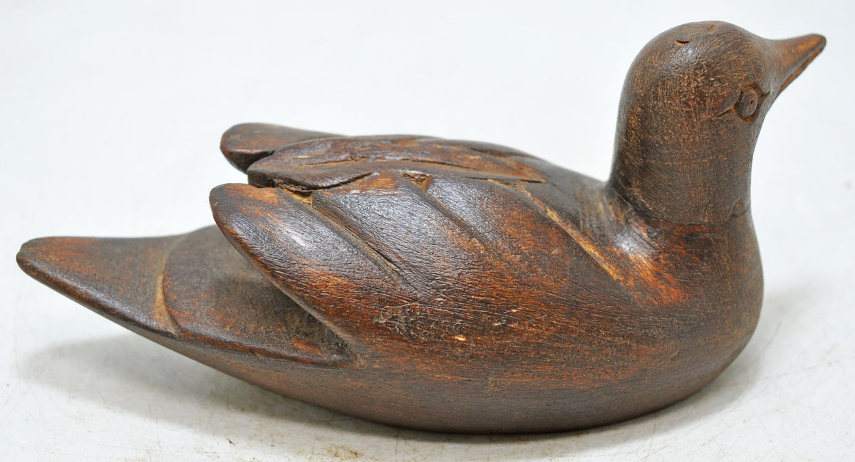 Vintage Wooden Duck Bird Figurine Original Old Hand Carved