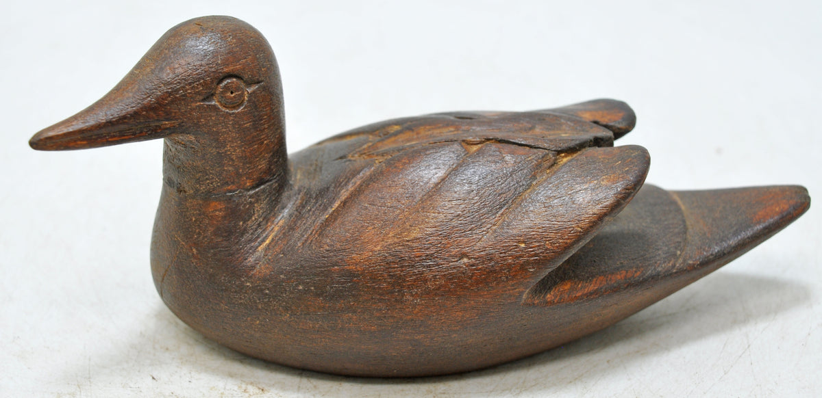 Vintage Wooden Duck Bird Figurine Original Old Hand Carved