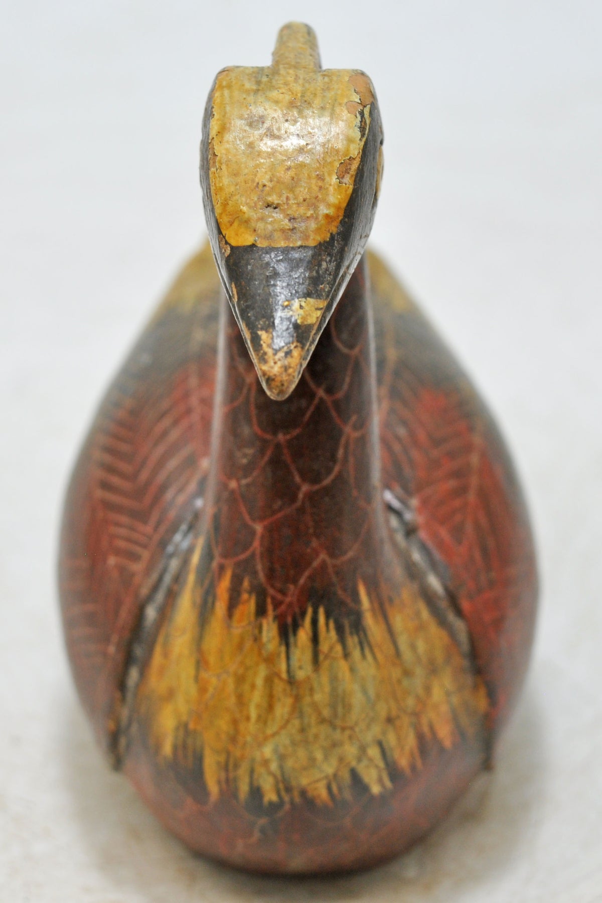 Vintage Wooden Duck Bird Figurine Original Old Hand Carved