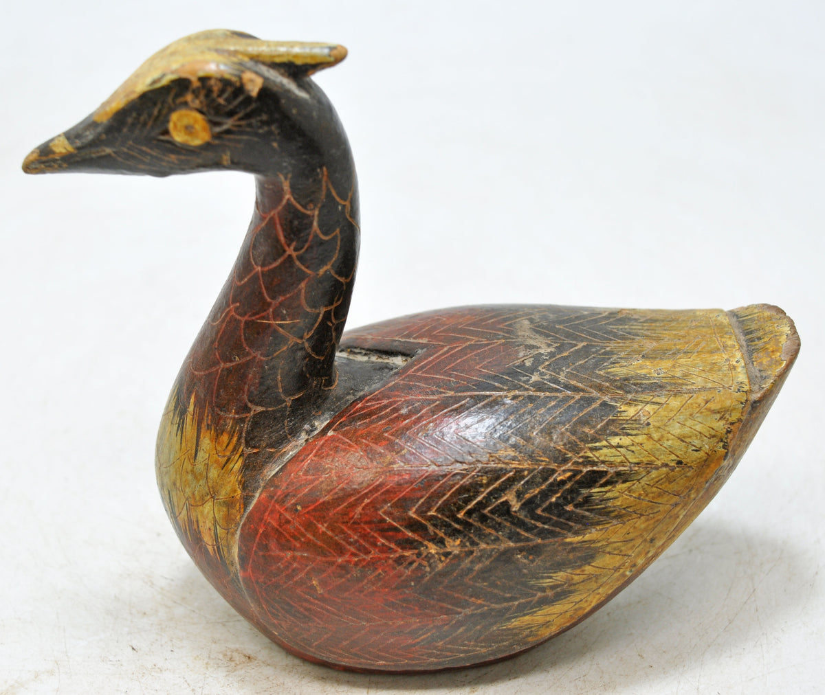 Vintage Wooden Duck Bird Figurine Original Old Hand Carved
