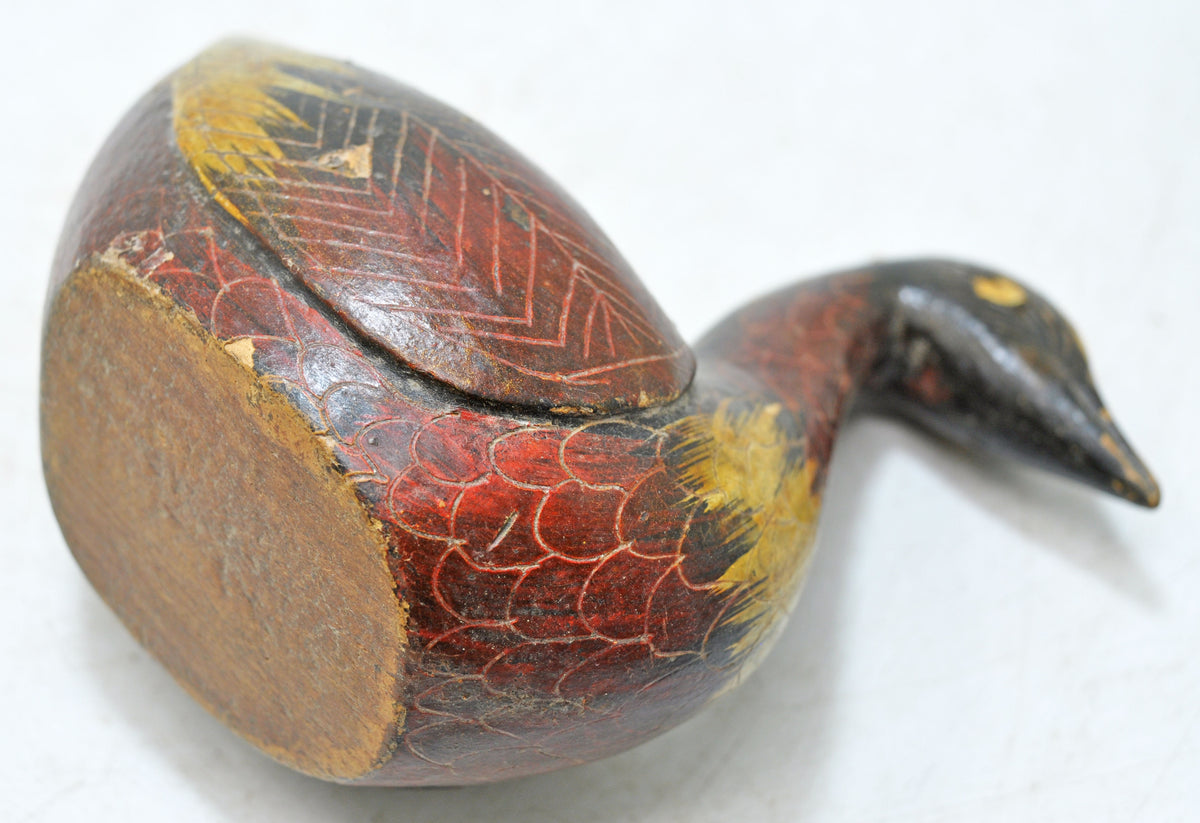 Vintage Wooden Duck Bird Figurine Original Old Hand Carved