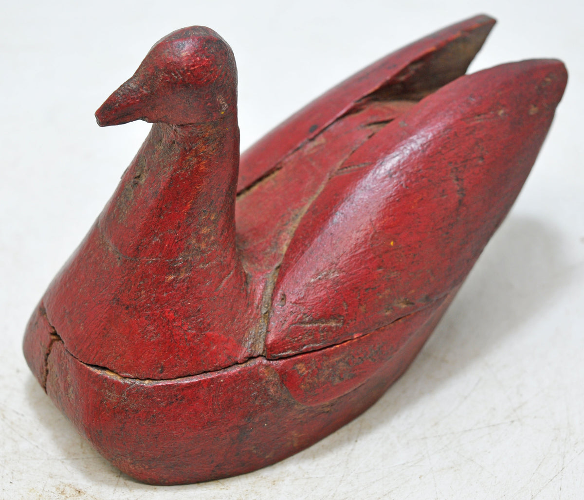Vintage Wooden Duck Bird Figurine Original Old Hand Carved