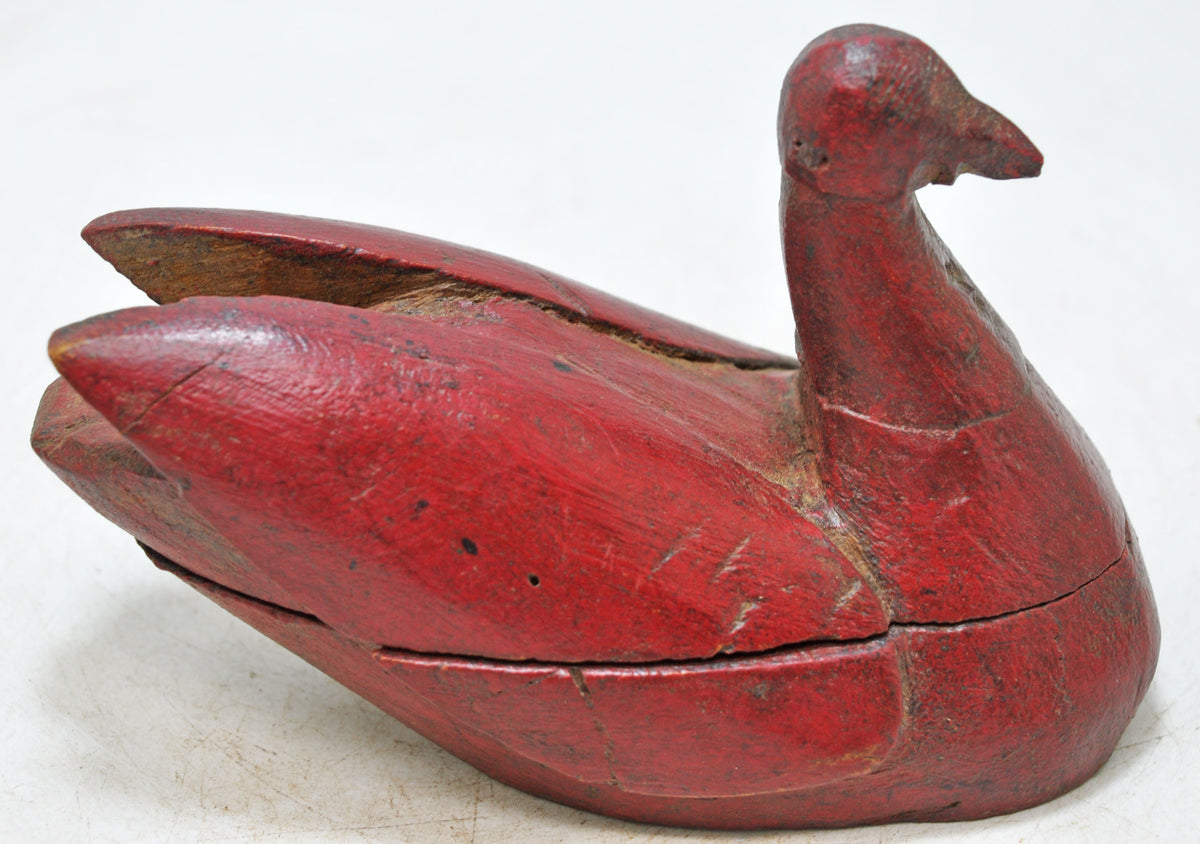 Vintage Wooden Duck Bird Figurine Original Old Hand Carved