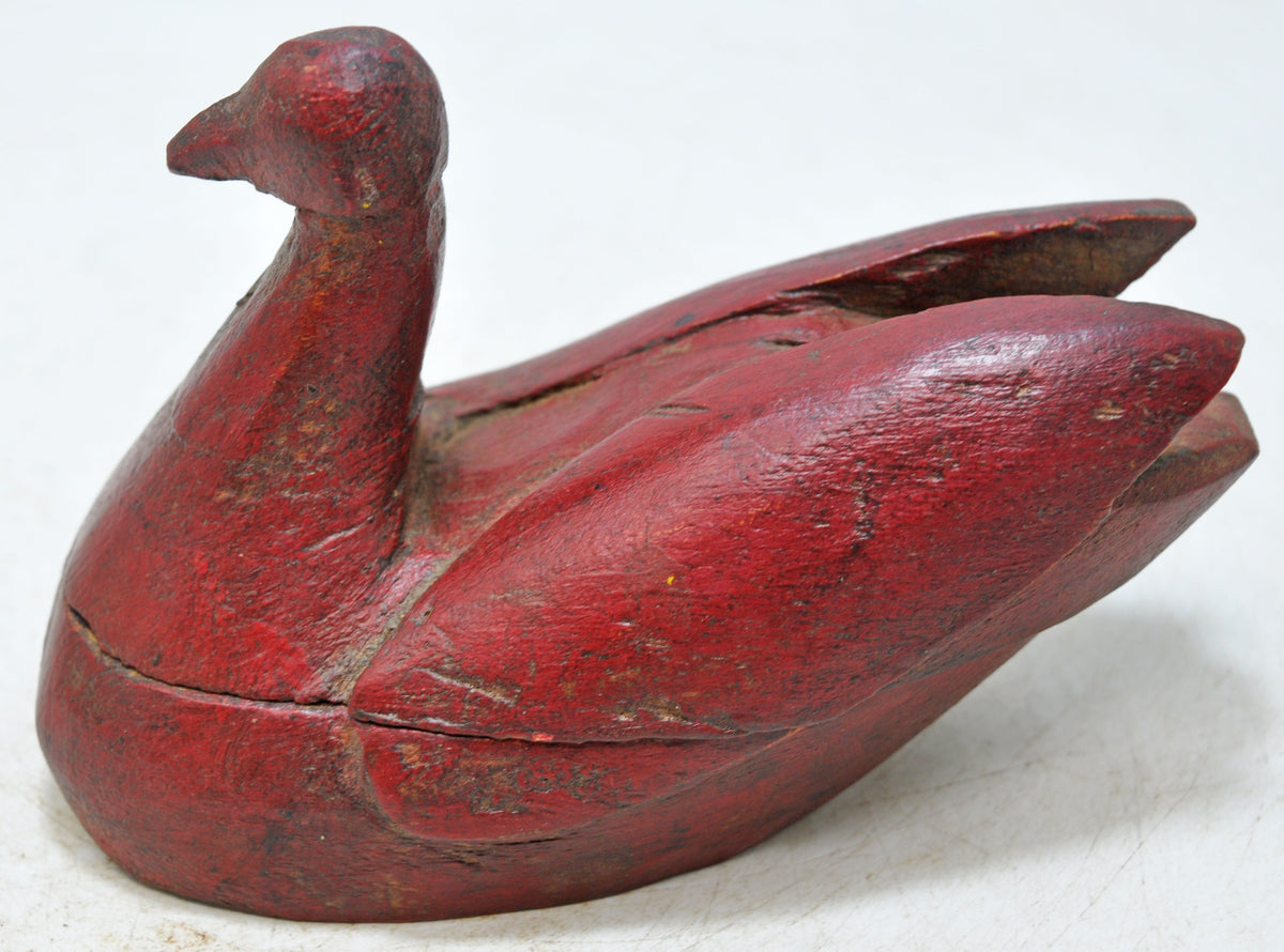 Vintage Wooden Duck Bird Figurine Original Old Hand Carved