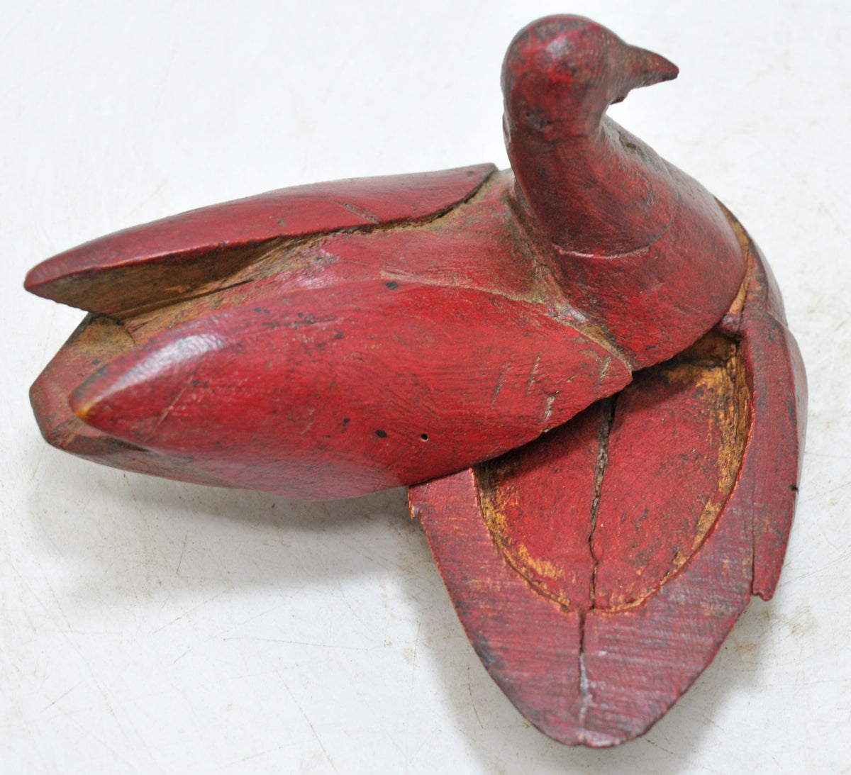 Vintage Wooden Duck Bird Figurine Original Old Hand Carved