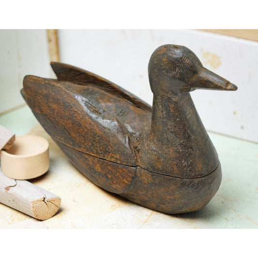 Vintage Wooden Duck Bird Figurine Original Old Hand Carved